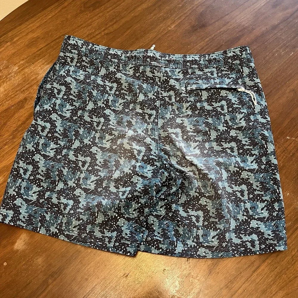 L.L. Bean Men's M Camouflage Black Blue Swim Trunks Board Shorts Lined